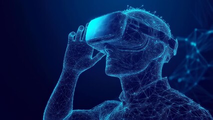 Abstract virtual reality experience with futuristic technology and digital interface - Powered by Adobe