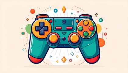 Colorful stylized video game controller graphic