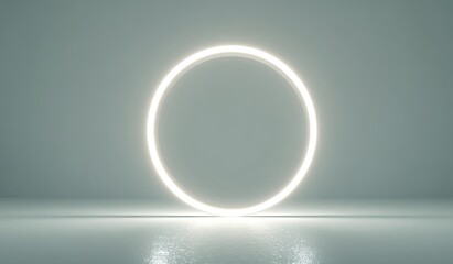 Empty glowing ring on grey background