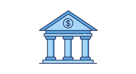 Vector illustration of a classic bank building with columns, perfect for financial websites, presentations, or educational materials.  Clean design, easily adaptable to various projects and branding