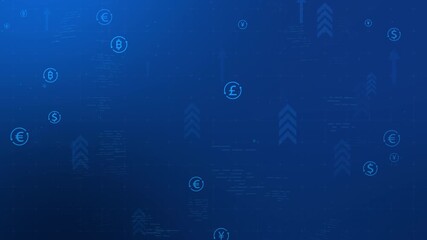 Global currencies exchange on abstract digital world map background. Stock market investment and trading concept. Transfer money technology - Powered by Adobe