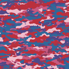 blue and red abstract camouflage army pattern