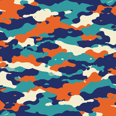 blue and orange abstract camouflage army pattern