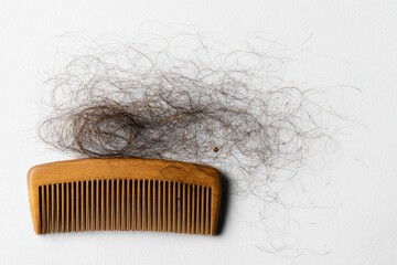 Wooden comb with hair loss