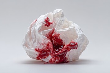 Crumpled tissue paper stained with red liquid (3)