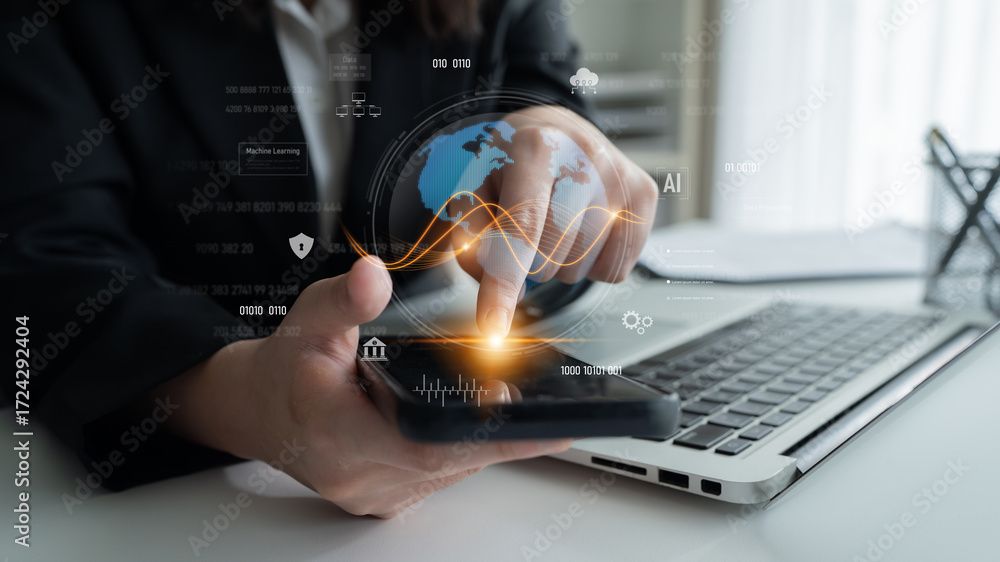 Poster global ai and data processing system enhances data, ai, and processing efficiency through digital ne