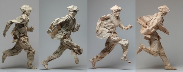 Paper figures of people running