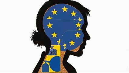 Illustration of silhouette of european inhabitant