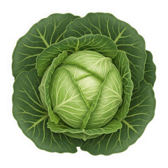 Fototapeta premium Fresh green cabbage isolated on transparent background