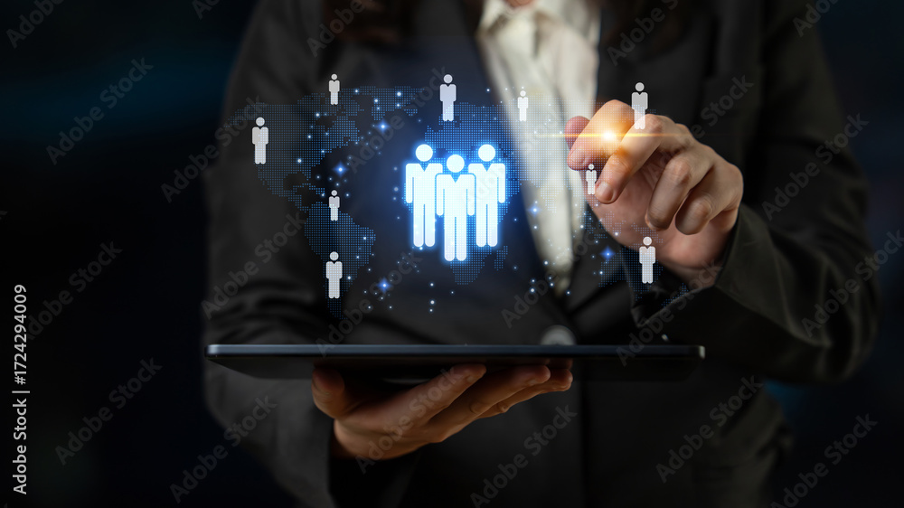 Aufkleber global human network and workforce distribution highlight human, network, and global presence throug