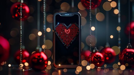 christmas decoration on red background