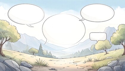 Empty comic book landscape with speech bubbles