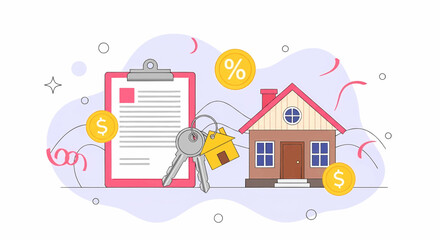 Real estate mortgage and home buying vector illustration