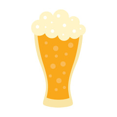 A glass of beer. Isolated white background. Flat style vector illustration