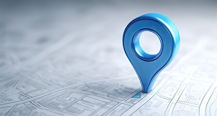 Blue map marker on a detailed map