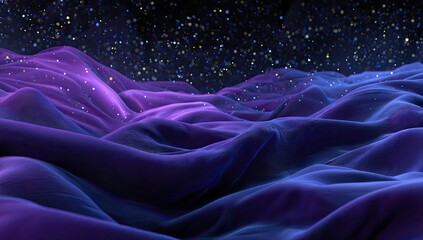 Abstract landscape of rippling fabric under a starlit night