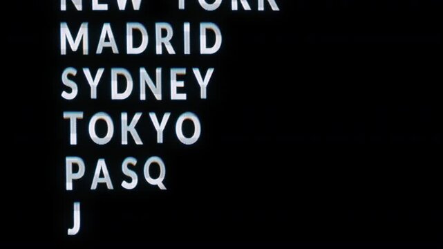 world city names airport departure board graphics