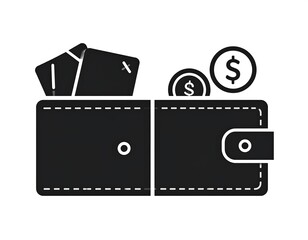 Open wallet with cards and coins