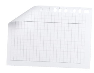 White grid notepaper journal sticker A blank sheet of checkered paper with real notepad