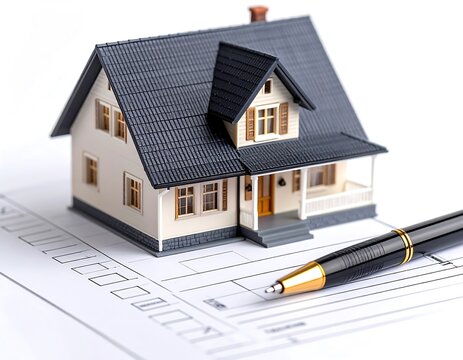 Miniature house on paperwork