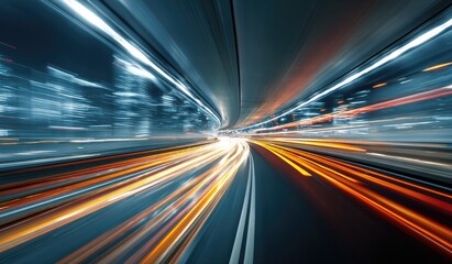 Abstract urban tunnel shot, blurred motion