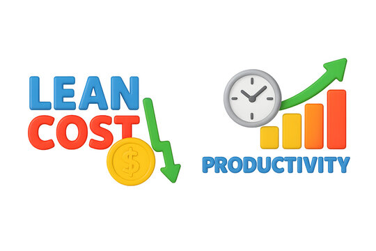 Concept of Lean Cost and Productivity showing decrease and increase. 