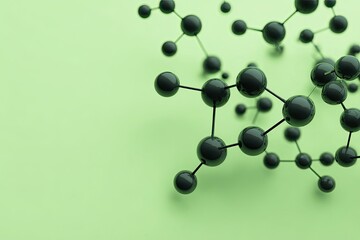 Molecular structure on a pale green background.  Abstract scientific illustration