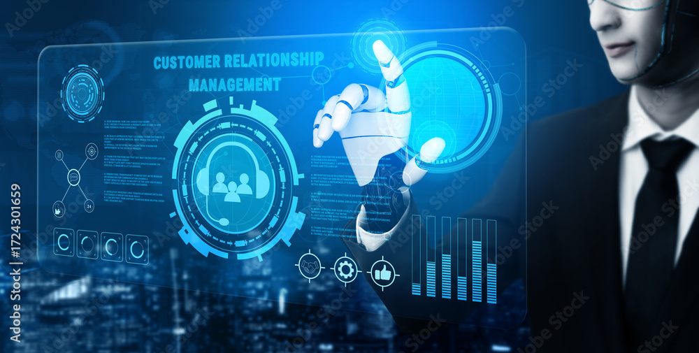 Poster an ai powered customer relationship management (crm) system for business. an ai platform to manage c