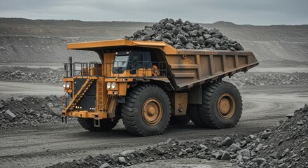 Obraz premium Heavy mining truck carrying rocks