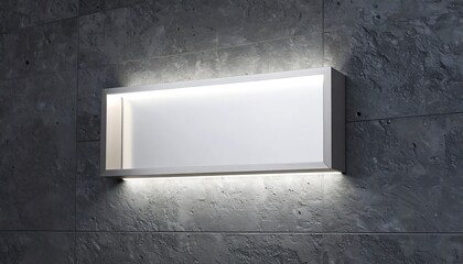 Empty illuminated sign on concrete wall