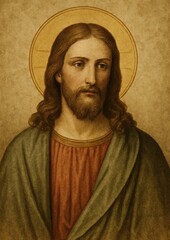 Naklejka premium Sacred art religious iconography wallpaper