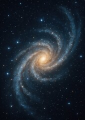 Fototapeta premium Spiral galaxy glowing amidst stars.
