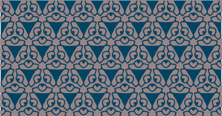 Abstract seamless pattern with blue and gray geometric floral design on a dark background.