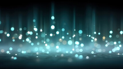 Abstract Blue Digital Binary Code Futuristic Cyber Background with Bokeh Lights