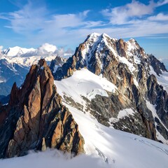 Alpine peaks under a vibrant sky
