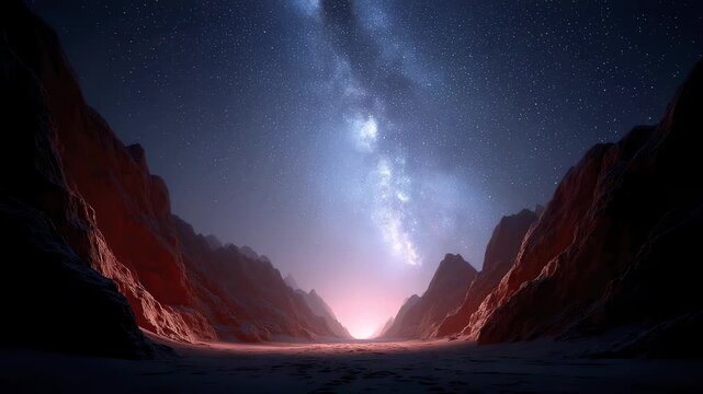 The Tranquil Night of a Magnificent Canyon Under Starry Skies
