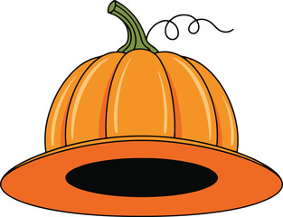 This digital illustration showcases a charming pixel art depiction of a pumpkin creatively designed as a hat.