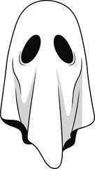 The illustration features a minimalist depiction of a ghost 