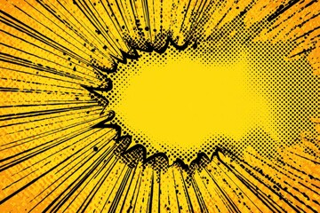 Comic book style background with radial lines and halftone effect