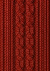 Fototapeta premium Red cable knit pattern texture.