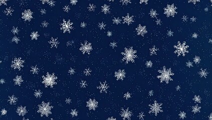 A dark blue background with many white snowflakes