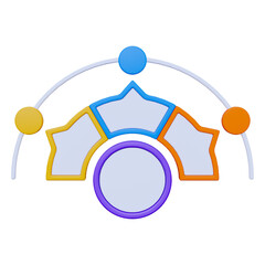 Abstract Colorful Geometric 3D Background with Stars and Circles