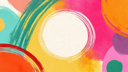 Vibrant abstract background with circles and brushstrokes