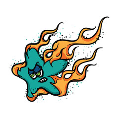 Burning star Cartoon Vector Illustration