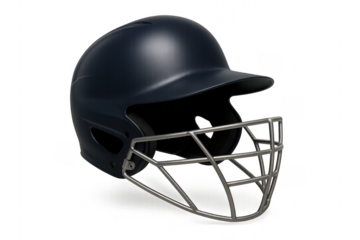 Baseball batting helmet on transparent background protecting player head