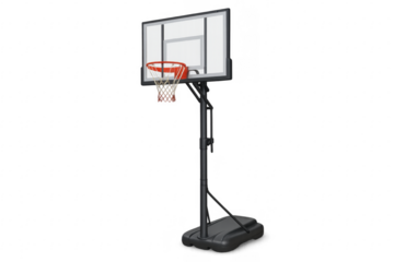 Portable basketball hoop with clear backboard and net