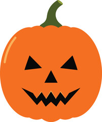 A vibrant illustration of a classic jack-o'-lantern pumpkin, perfect for Halloween decorations or autumn-themed designs. The carved pumpkin features a traditional spooky face.