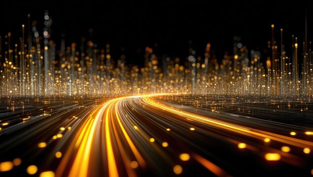 Abstract digital highway.  Dynamic light trails
