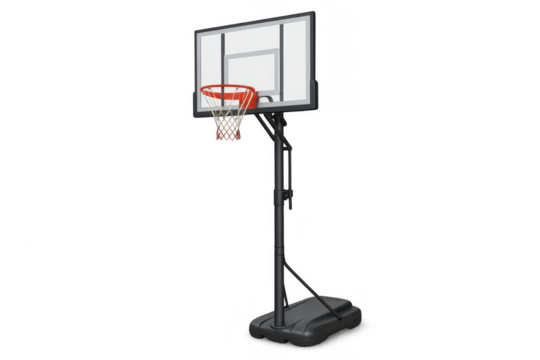 Portable basketball hoop with clear backboard and net