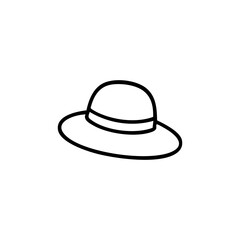 Simple black outline drawing of a wide-brimmed hat